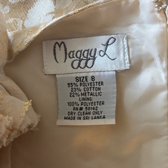 Chic Cream and Gold Ruffle Midi Dress - Picture 6 of 6